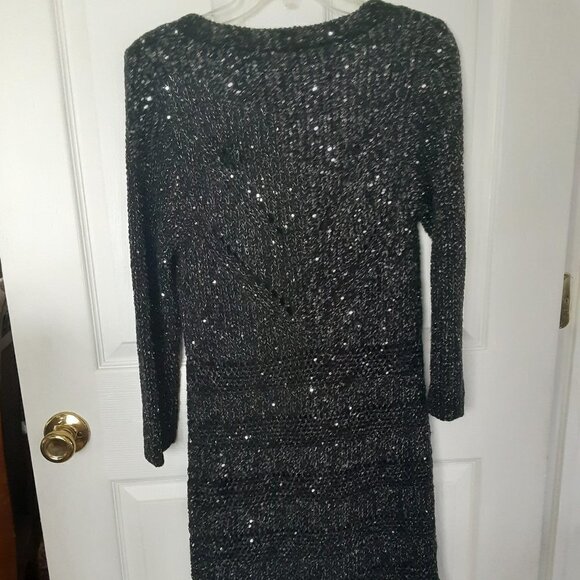 Midnight Velvet  Size Medium Black Sequined Heavy Sweater Dress. - Picture 3 of 4